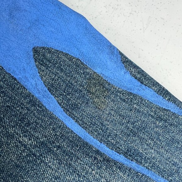 Y2K Levi's Jean Jacket Medium Blue Faded Trucker DIY Blue Tribal Sleeve Denim - Picture 10 of 16